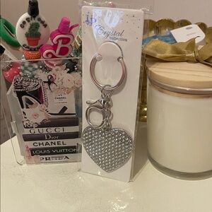 NEW! Silver🩶 Crystal Heart Purse Charm/Keychain🩶🩶